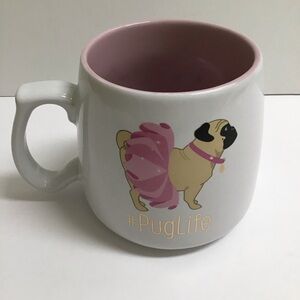 Pug Coffee Mug 10 Strawberry Street #Puglife 20 oz Cup White Pink Tutu Dog Lover